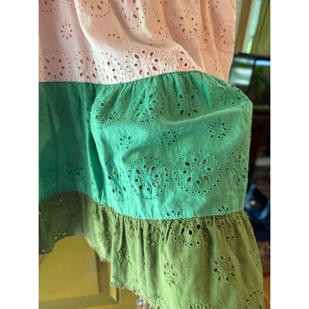 Slate and Willow tiered Eyelet Dress Color Block Sleeveless Casual Summer Dress - Picture 2 of 5